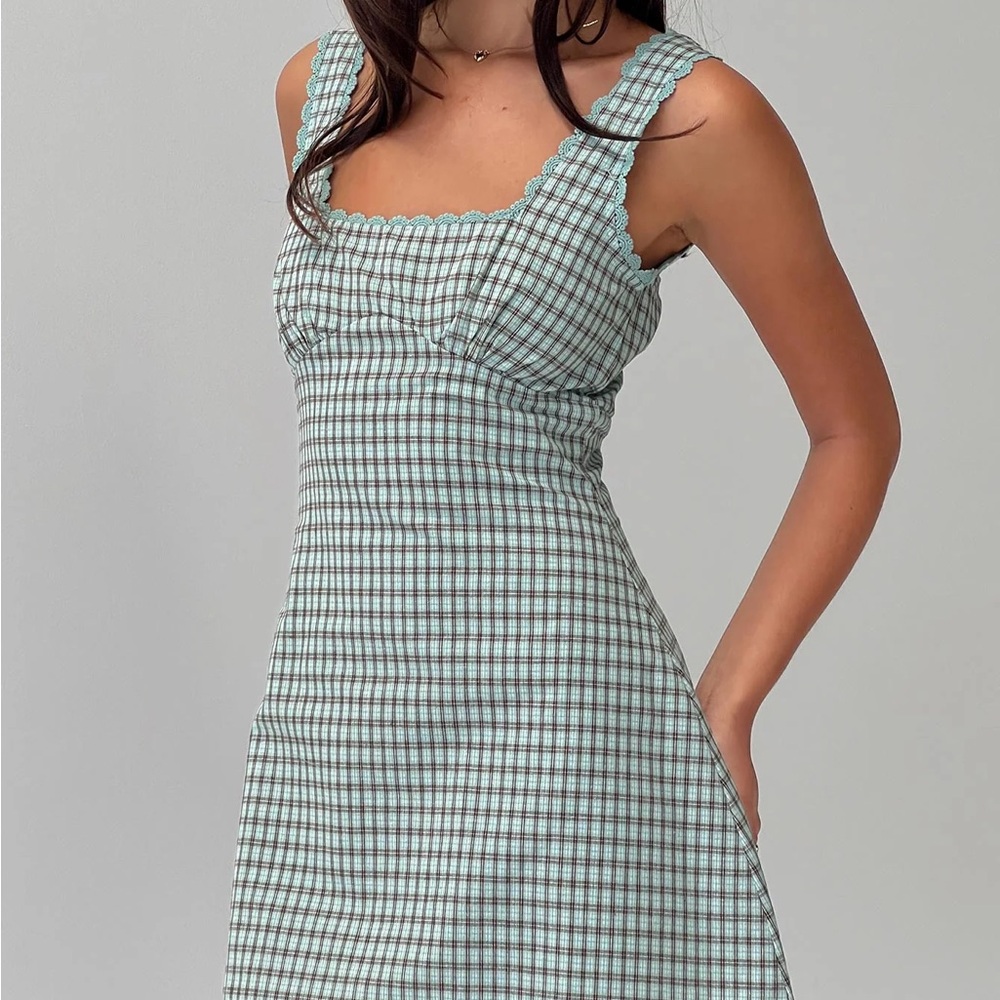 Princess Polly Green Checkered Mini Dress